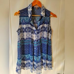 Sleevless sheer pattern blouse